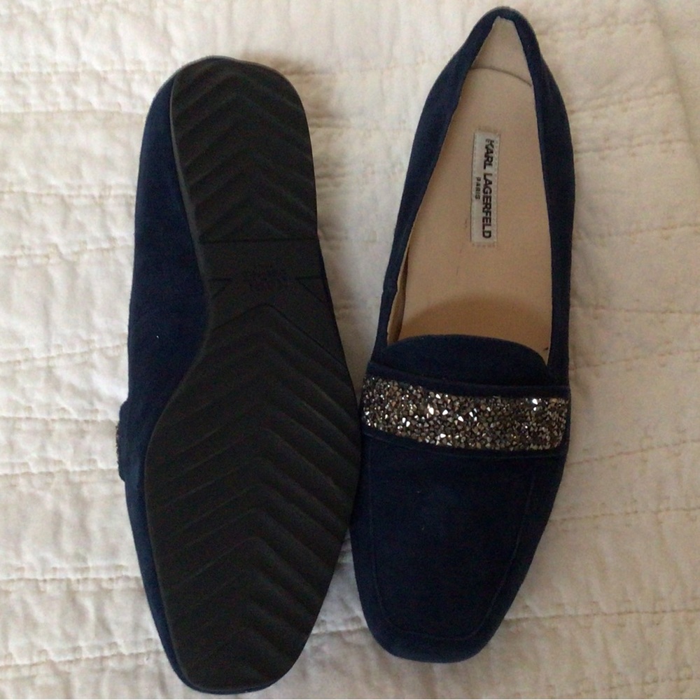 Karl Lagerfeld Shoes Quincey Navy Leather Suede Dress Loafers, 7M - Picture 4 of 8